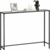 Elegant konsolbord med glas och svart finish, 100 x 20 x 80 cm