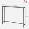 Elegant konsolbord med glas och svart finish, 100 x 20 x 80 cm