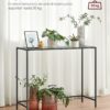 Elegant konsolbord med glas och svart finish, 100 x 20 x 80 cm