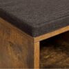 Skobänk med 10 fack och bekväm dyna – 104×30×48 cm, vintage brun