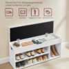 Sittbänk med skohylla och förvaringsutrymme – vit med skinn­dyna, 30×100×44 cm