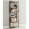 Bokhylla med 6 nivåer i industriell stil – vintage brun, 60 × 24 × 186 cm