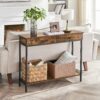 Vintage brunt konsolbord med förvaring – 2 lådor, 100×30×80 cm