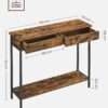 Vintage brunt konsolbord med förvaring – 2 lådor, 100×30×80 cm