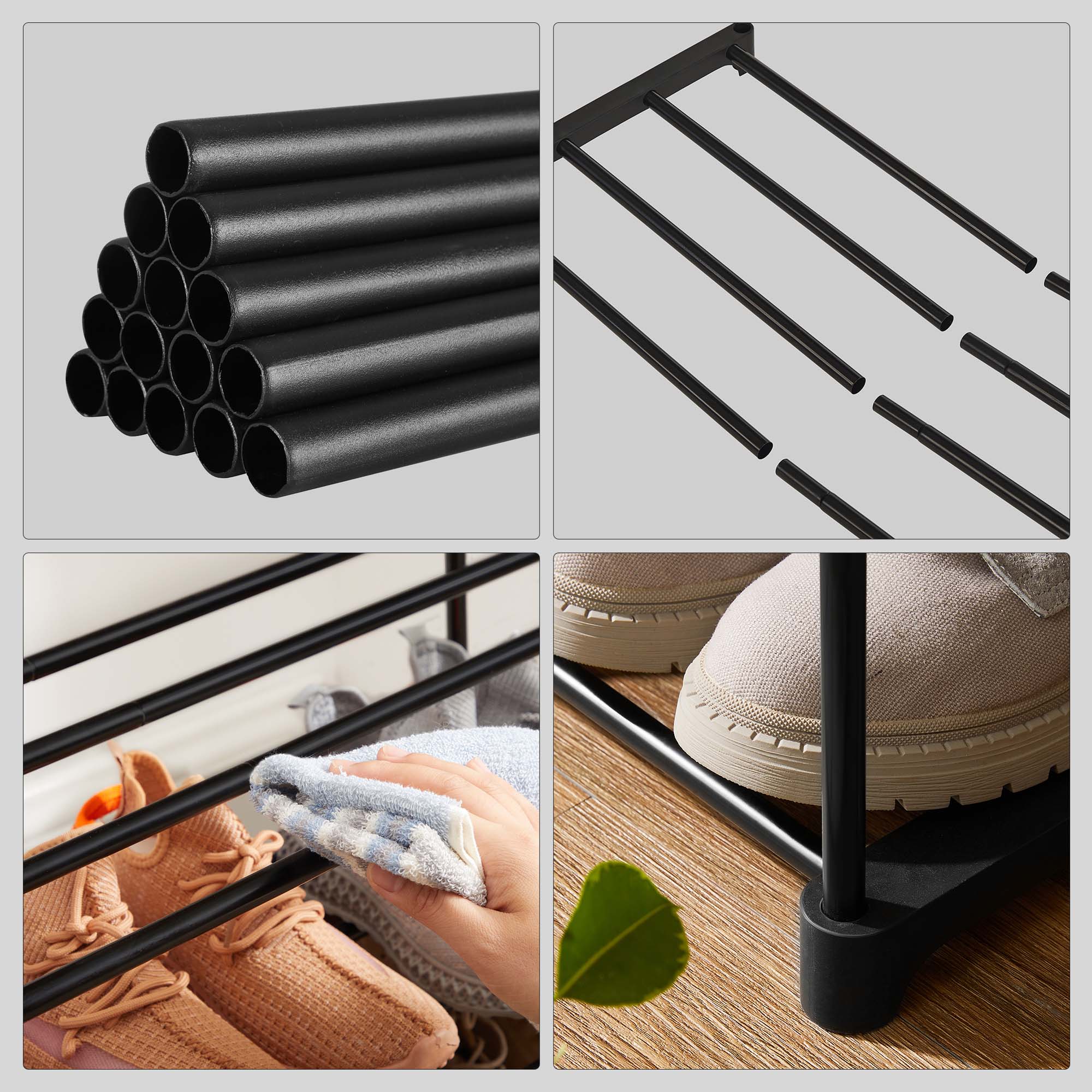 Skohylla i metall med 3 hyllor – skoförvaringsorganiserare