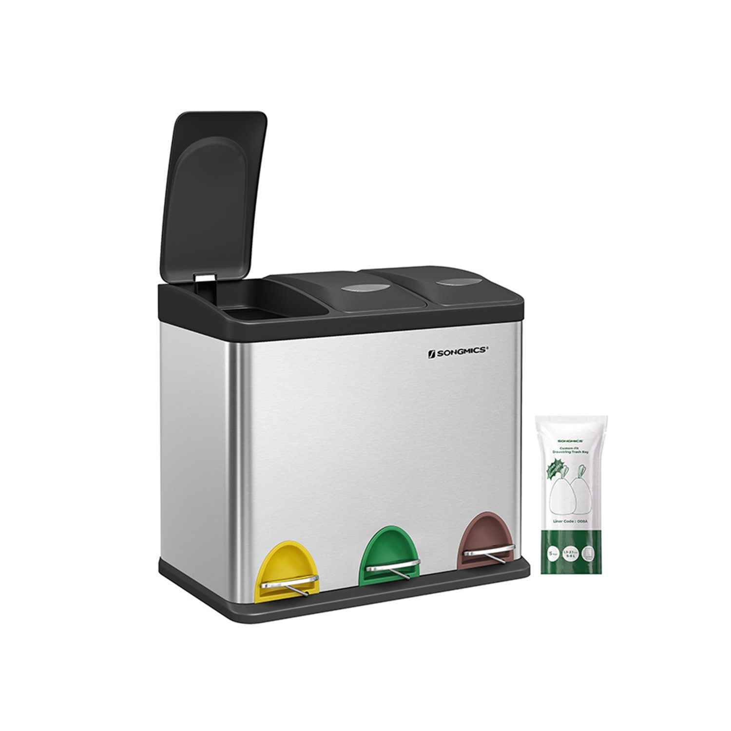 Sorteringshink med 3 fack – Pedalhink 24 liter