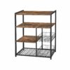 kökshylla, stående hylla med 2 metallkorgar, bagerhylla med krokar och hyllor, mikrohylla, 80 x 35 x 95 cm