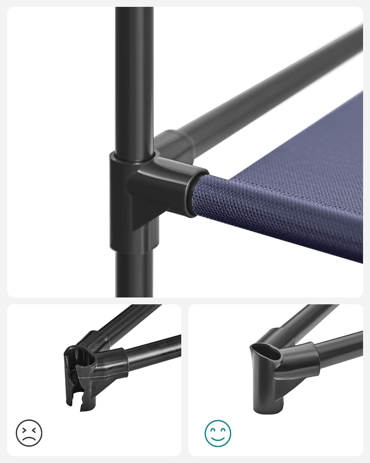 Klädgarderob i tyg med mörkblått överdrag, 150 x 45 x 175 cm