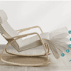 Gungstol med Justerbart Fotstöd – Beige & Ekfinish