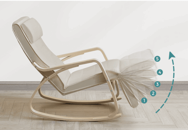 Gungstol med Justerbart Fotstöd – Beige & Ekfinish