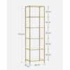 Elegant guldbokhylla med glashyllor – 6 nivåer, 30 × 40 × 177 cm