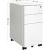 Arkivskåp i metall med hjul och lås, 3 lådor – vitt