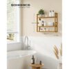 Bambu Badrumshylla med 3 Justerbara Hyllplan – För Golv/Vägg, 60 × 15 × 54 cm