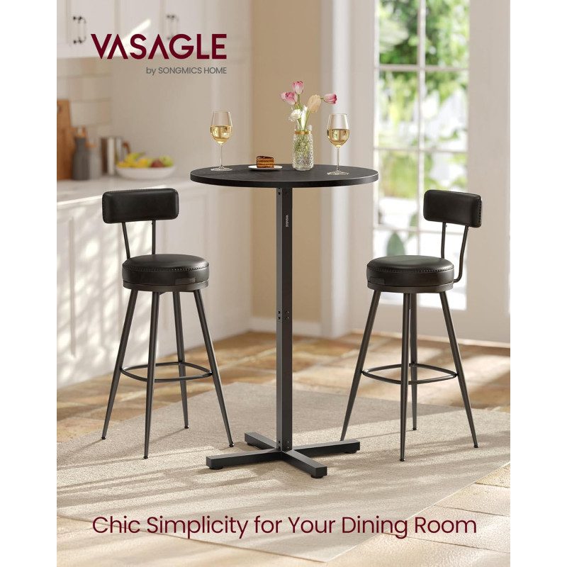 Barbord Rund Modell – Metallram i Svart, 60x60x105 cm