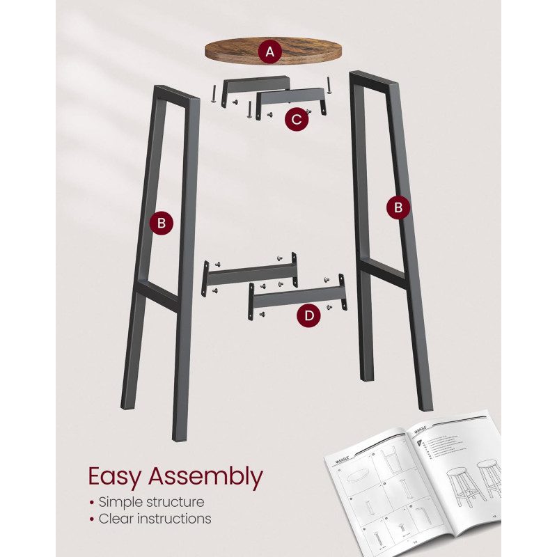 Barpallar 2-pack – Vintage Brun, Fotstöd, Sits 72 cm