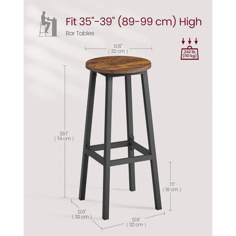 Barpallar 2-pack – Vintage Brun, Fotstöd, Sits 72 cm