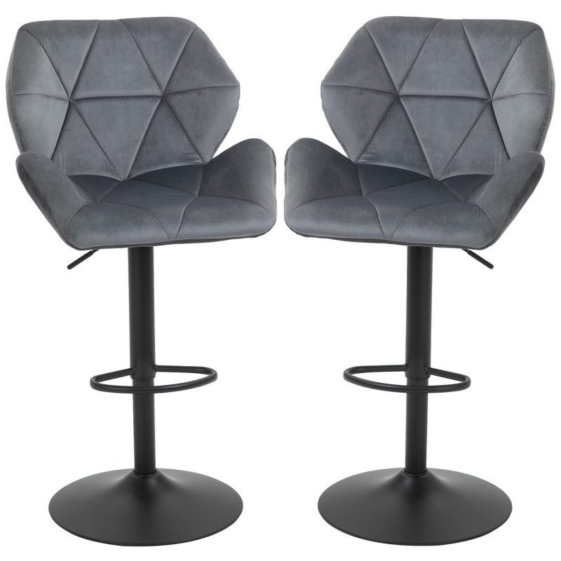 Barstolar 2-pack i Sammet – Justerbar Höjd med Ryggstöd & Fotstöd