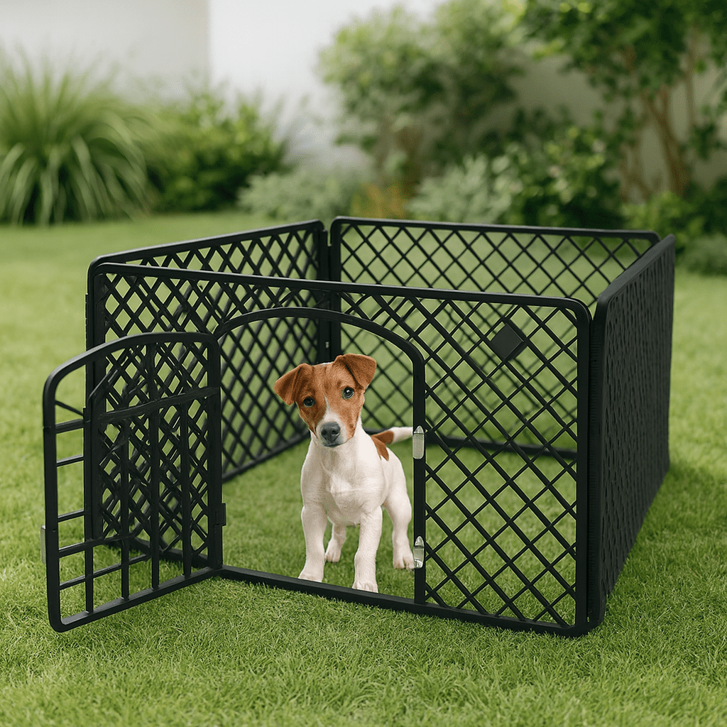 Bur / hage för valpar och små hundar – 90 × 90 × 60 cm, svart