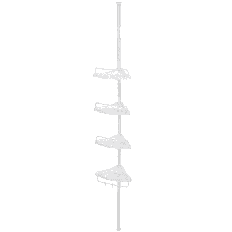 Duschhörnhylla med Korgar och Krokar – 4 nivåer + Handduksstång