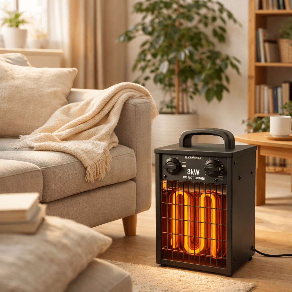 Effektfull Elektrisk Fläktvärmare 3000W med Termostat