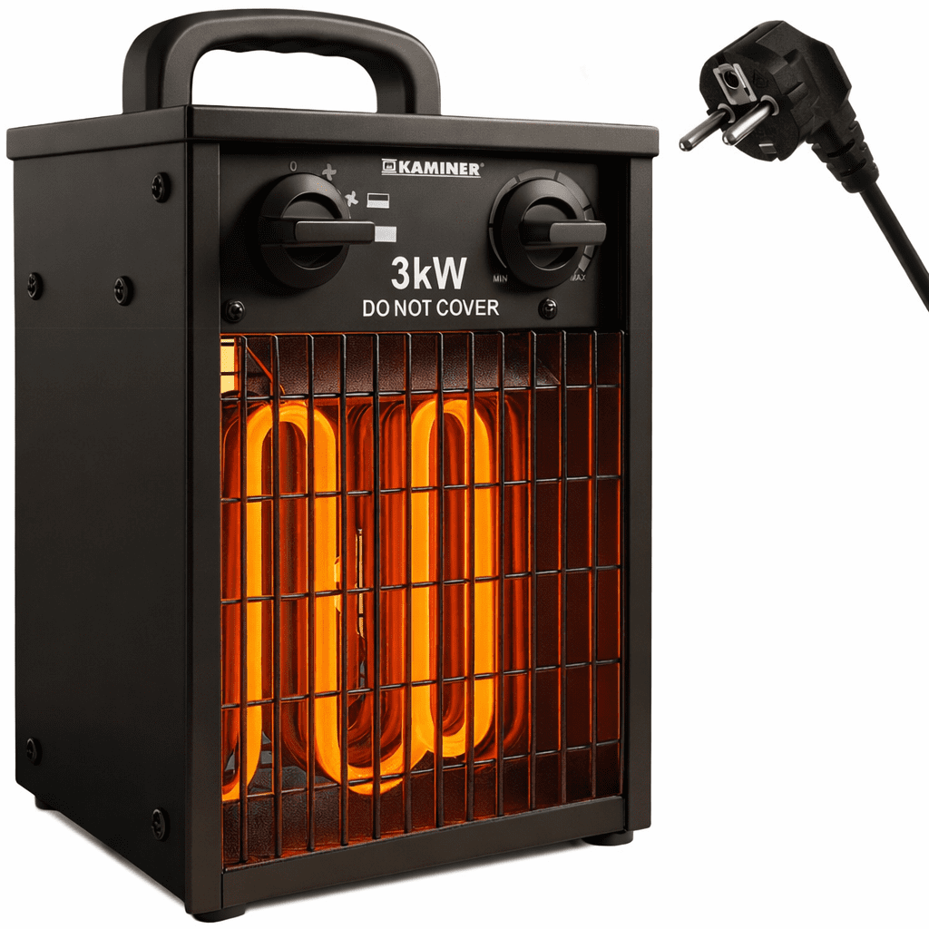 Effektfull Elektrisk Fläktvärmare 3000W med Termostat