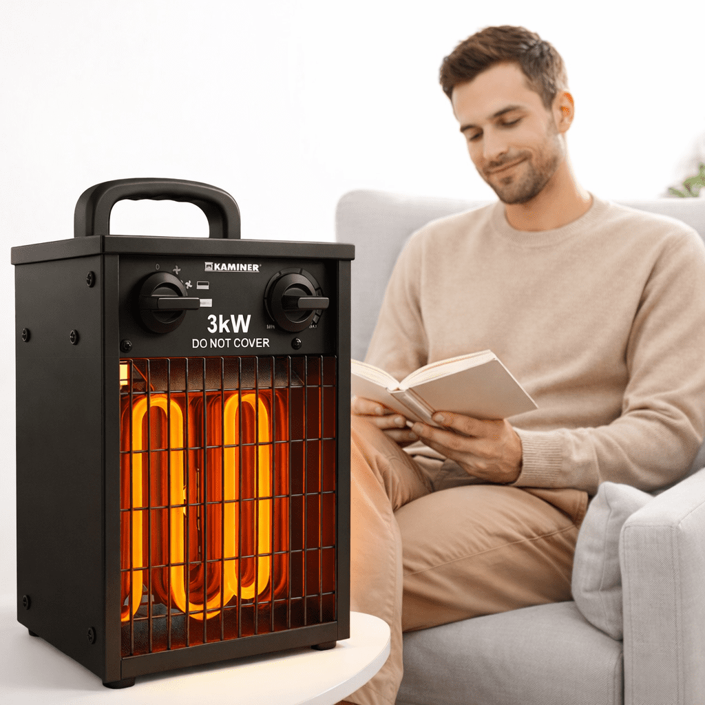 Effektfull Elektrisk Fläktvärmare 3000W med Termostat