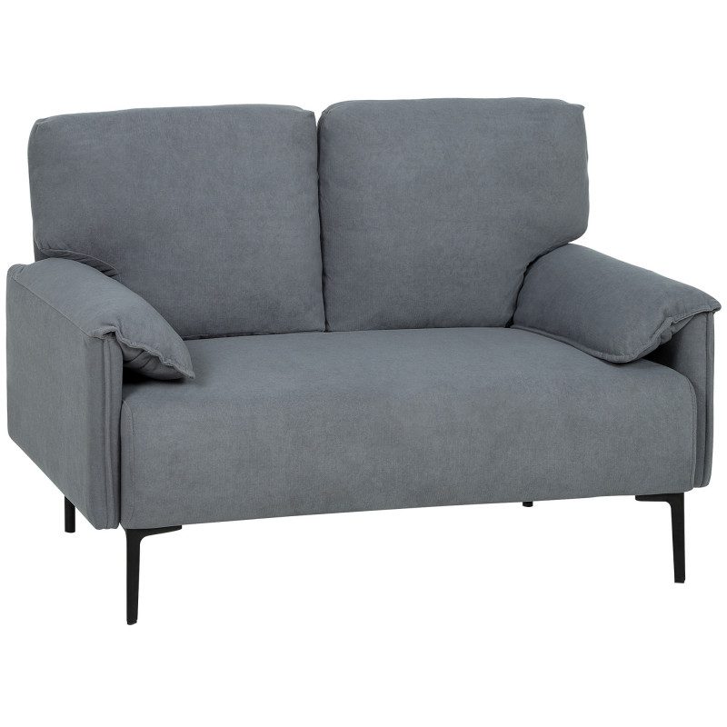 Elegant 2-Sits Soffa Grå med Sammetstyg och Metallben
