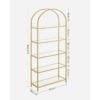 Elegant bokhylla i guld med bågform och glashyllplan – 5 nivåer, 83 × 30,2 × 183,5 cm