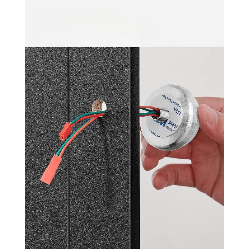 Elegant svart sminkbord med LED-belysning och justerbar ljusstyrka