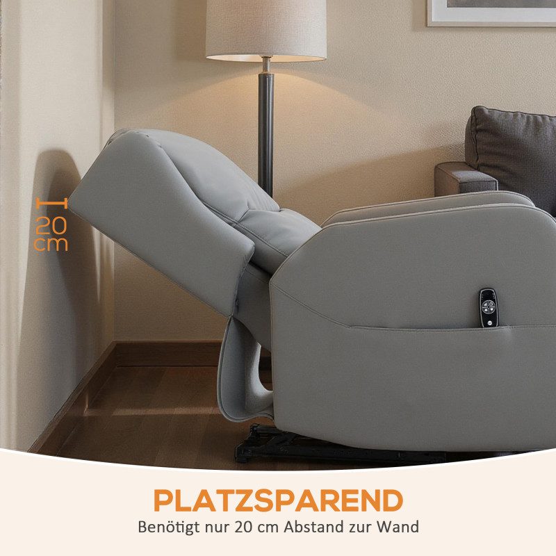 Elektrisk Massagestol Grå Läderblandning med 3D-Knådningsfunktion