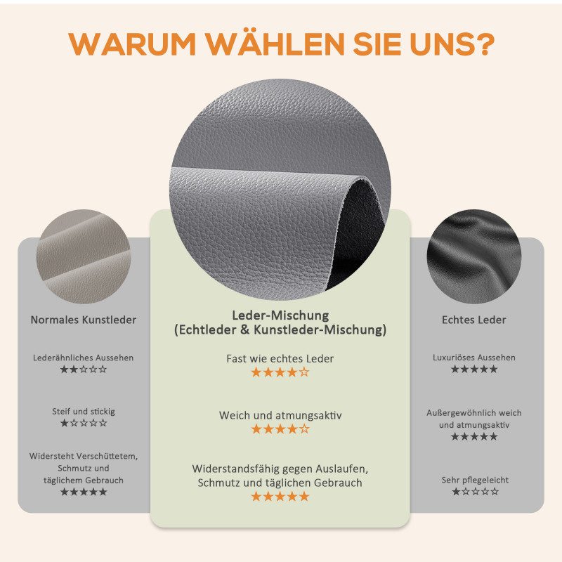 Elektrisk Massagestol Grå Läderblandning med 3D-Knådningsfunktion