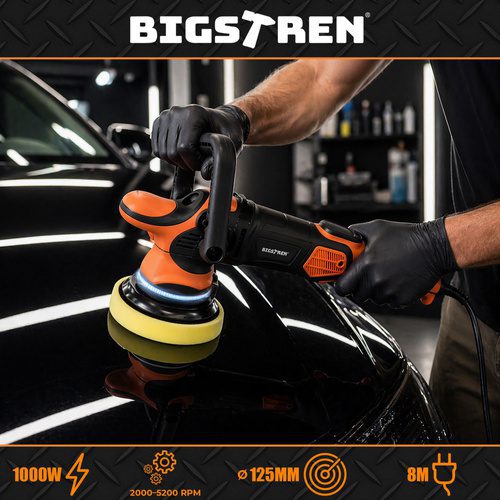 Bilpolermaskin 1000 W – Dubbelverkande Polermaskin med LED & 15 mm Orbit - Bild 4