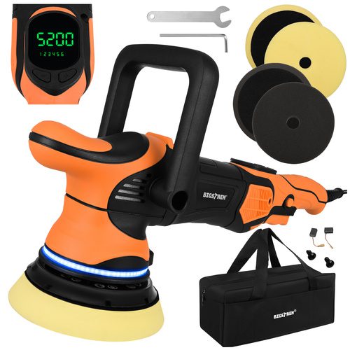 Bilpolermaskin 1000 W – Dubbelverkande Polermaskin med LED & 15 mm Orbit