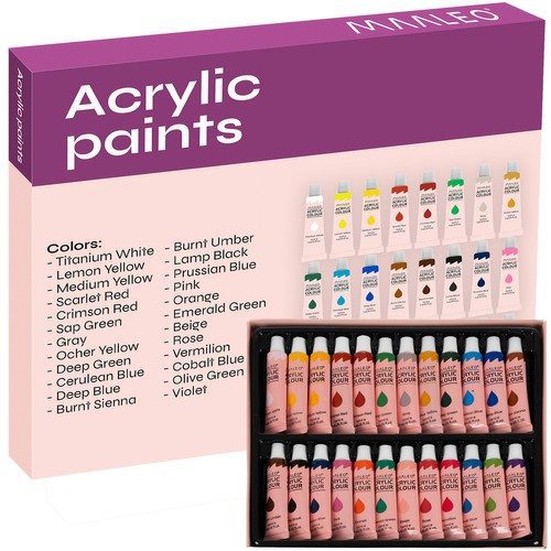 Akrylfärger 24-pack 12 ml – Färgsätt med Många Nyanser för Konst & Hobby