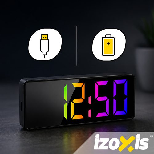 Digital LED-Väckarklocka – Alarmklocka med Färgdisplay, Temperatur & Snooze - Bild 5