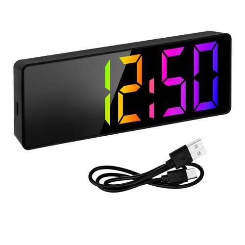Digital LED-Väckarklocka – Alarmklocka med Färgdisplay, Temperatur & Snooze - Bild 14