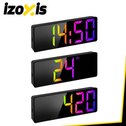 Digital LED-Väckarklocka – Alarmklocka med Färgdisplay, Temperatur & Snooze - Bild 9