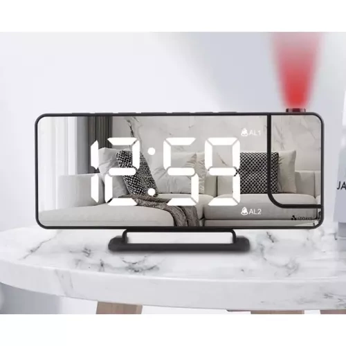 Digital Väckarklocka med Projektor – LED-Display, Spegel & USB-C - Bild 3