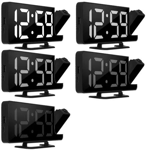 Digital Väckarklocka med Projektor – LED-Display, Spegel & USB-C - Bild 12