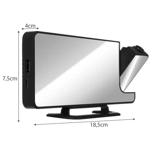 Digital Väckarklocka med Projektor – LED-Display, Spegel & USB-C - Bild 2