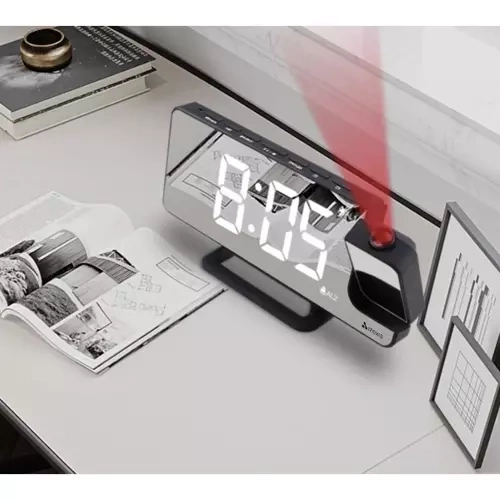 Digital Väckarklocka med Projektor – LED-Display, Spegel & USB-C - Bild 7