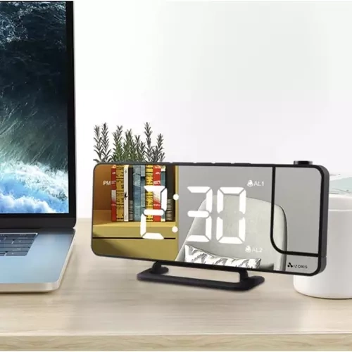 Digital Väckarklocka med Projektor – LED-Display, Spegel & USB-C - Bild 4