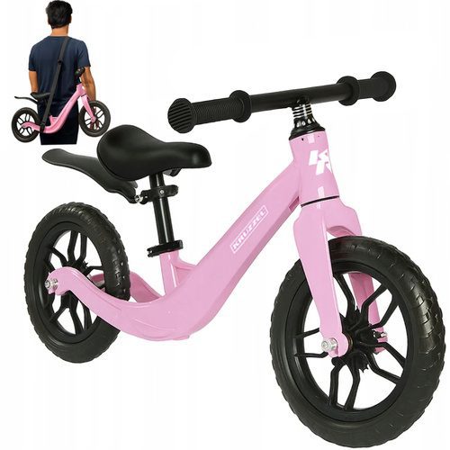 Balanscykel 12 Tum – Lätt Springcykel för Barn med Justerbar Sadel, Rosa