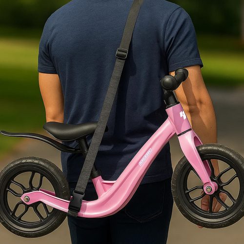 Balanscykel 12 Tum – Lätt Springcykel för Barn med Justerbar Sadel, Rosa - Bild 4