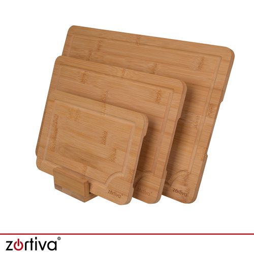 Skärbrädor i Bambu 3-pack – Skärbrädeset med Hållare & Saftspår - Bild 7