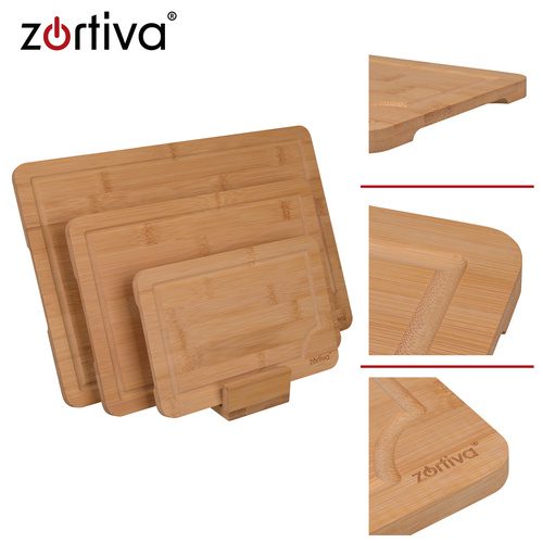 Skärbrädor i Bambu 3-pack – Skärbrädeset med Hållare & Saftspår - Bild 5