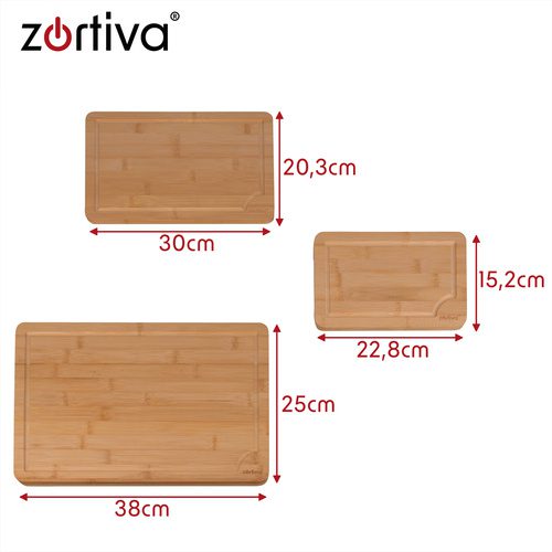 Skärbrädor i Bambu 3-pack – Skärbrädeset med Hållare & Saftspår - Bild 3