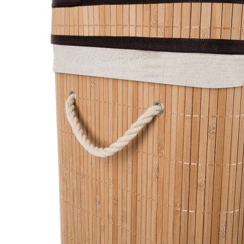 Tvättkorg 100 L med 2 Fack – Tvättsorterare i Bambu med Avtagbar Tyginsats - Bild 7