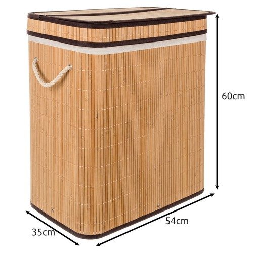Alternative view of Tvättkorg 100 L med 2 Fack – Tvättsorterare i Bambu med Avtagbar Tyginsats
