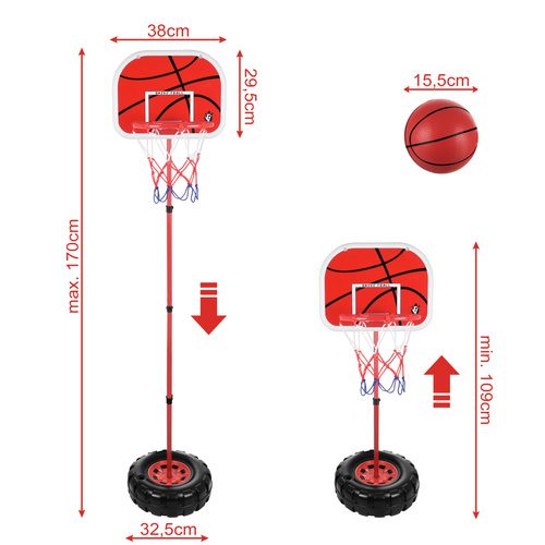 Basketkorg 170 cm – Justerbart Basketställ med Boll & Pump - Bild 2